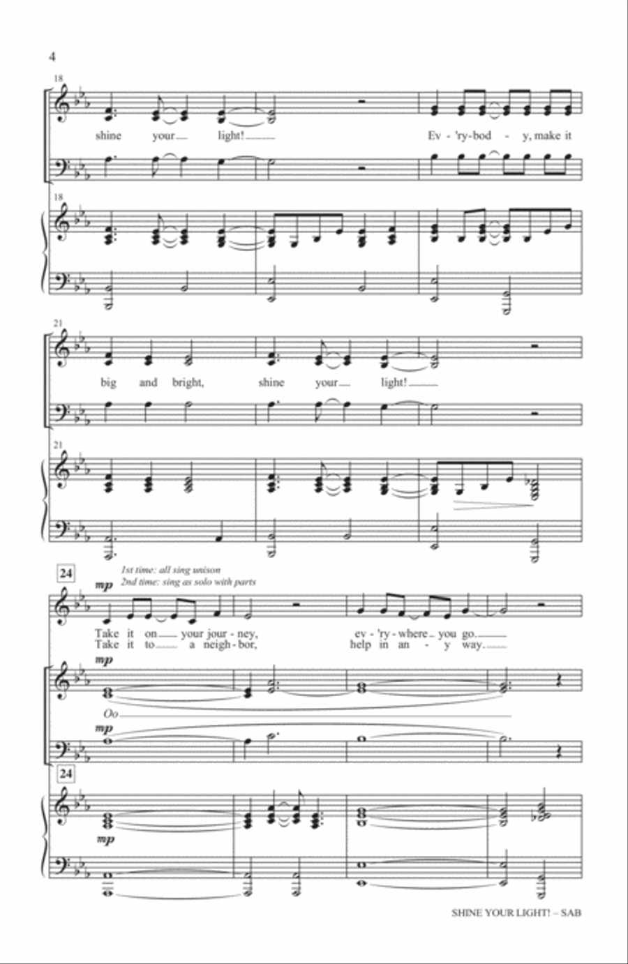 Shine Your Light! Shine Your Light! 3-Part scores gallery preview page 3