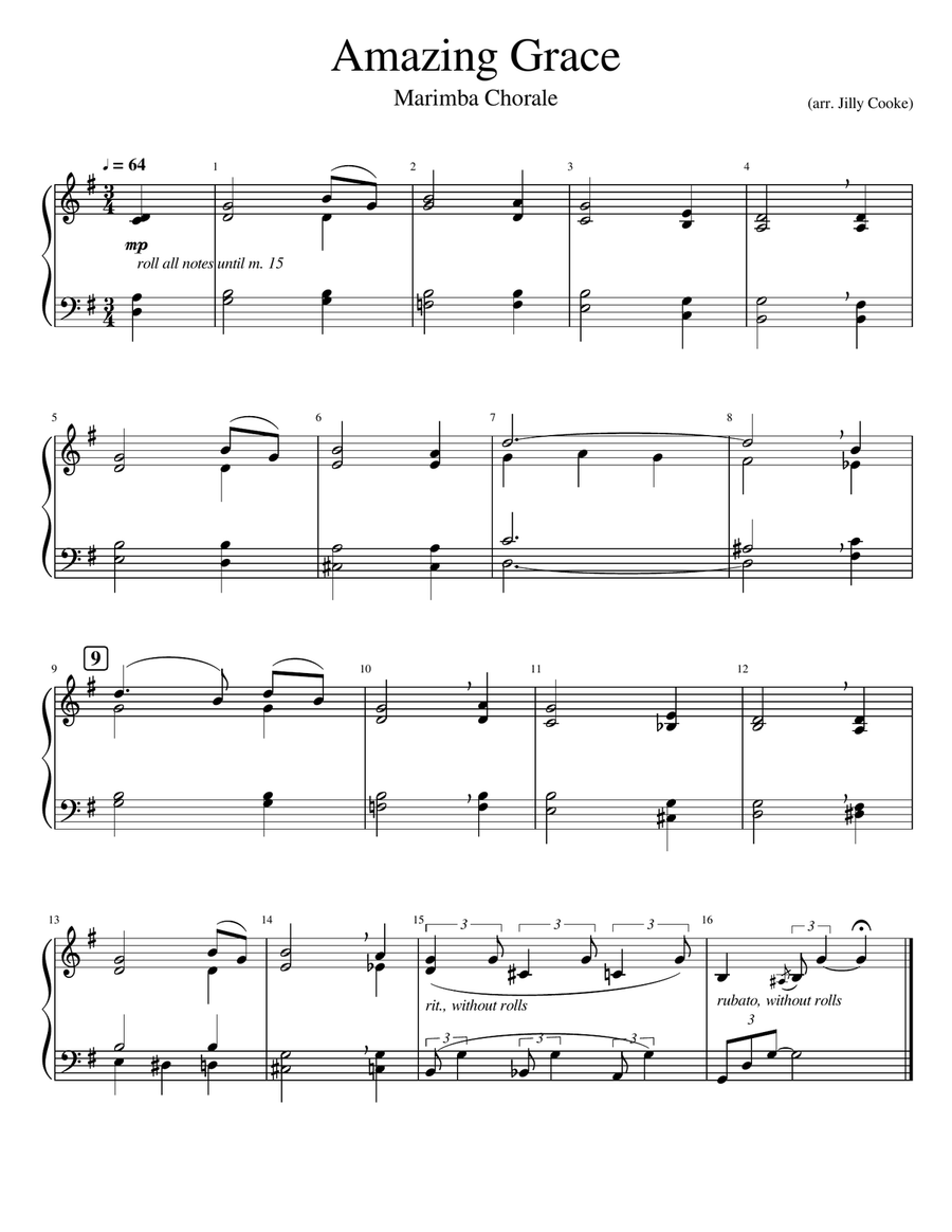 Amazing Grace (Marimba Chorale) Marimba scores gallery preview page 1
