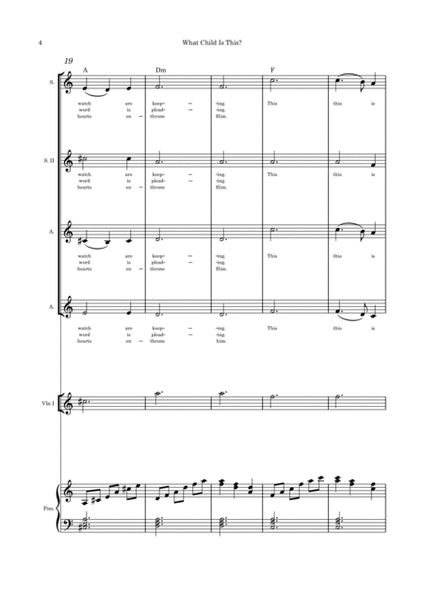 What Child is This - SSAA quartet, violin and piano image number null