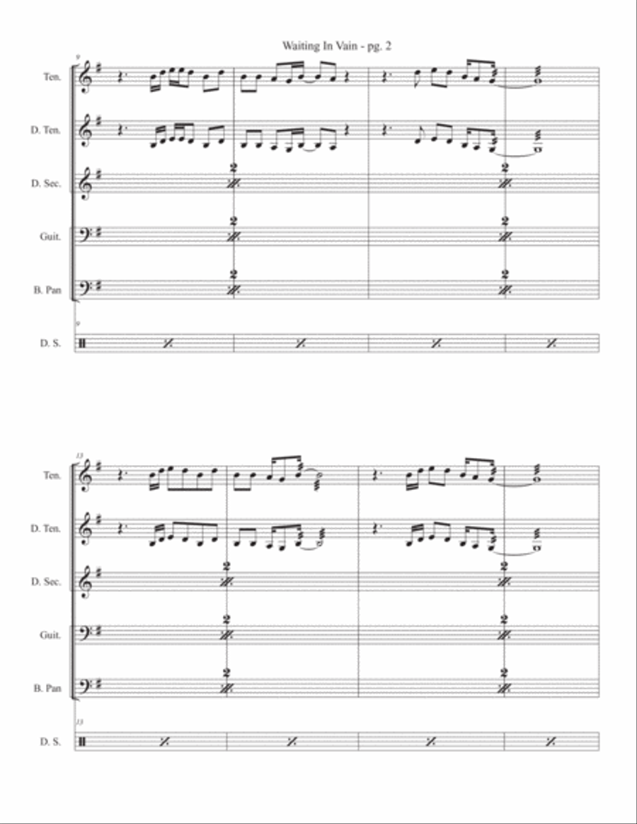 Waiting In Vain Percussion Ensemble scores gallery preview page 2