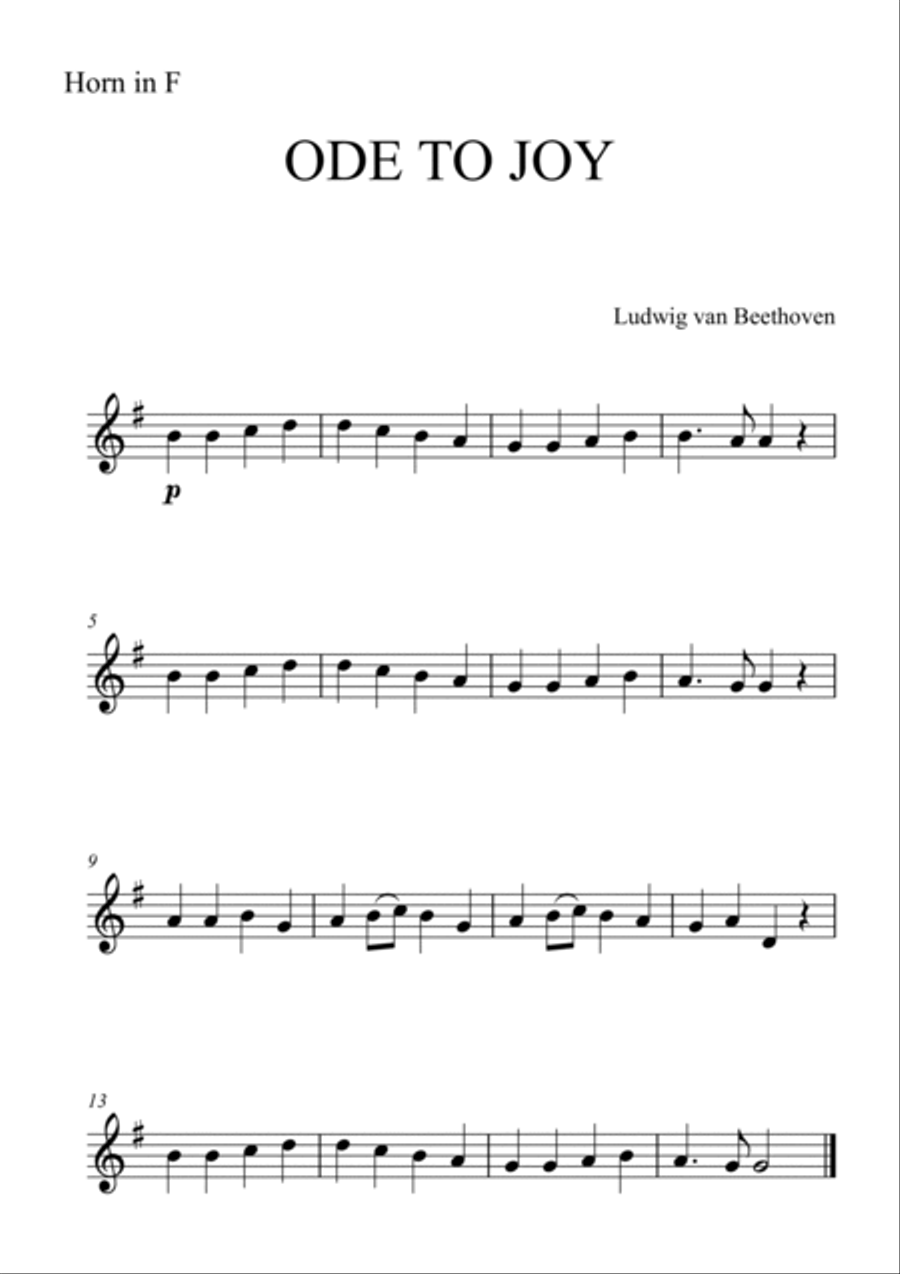 Beethoven - Ode to Joy for French Horn and Cello Horn scores gallery preview page 2