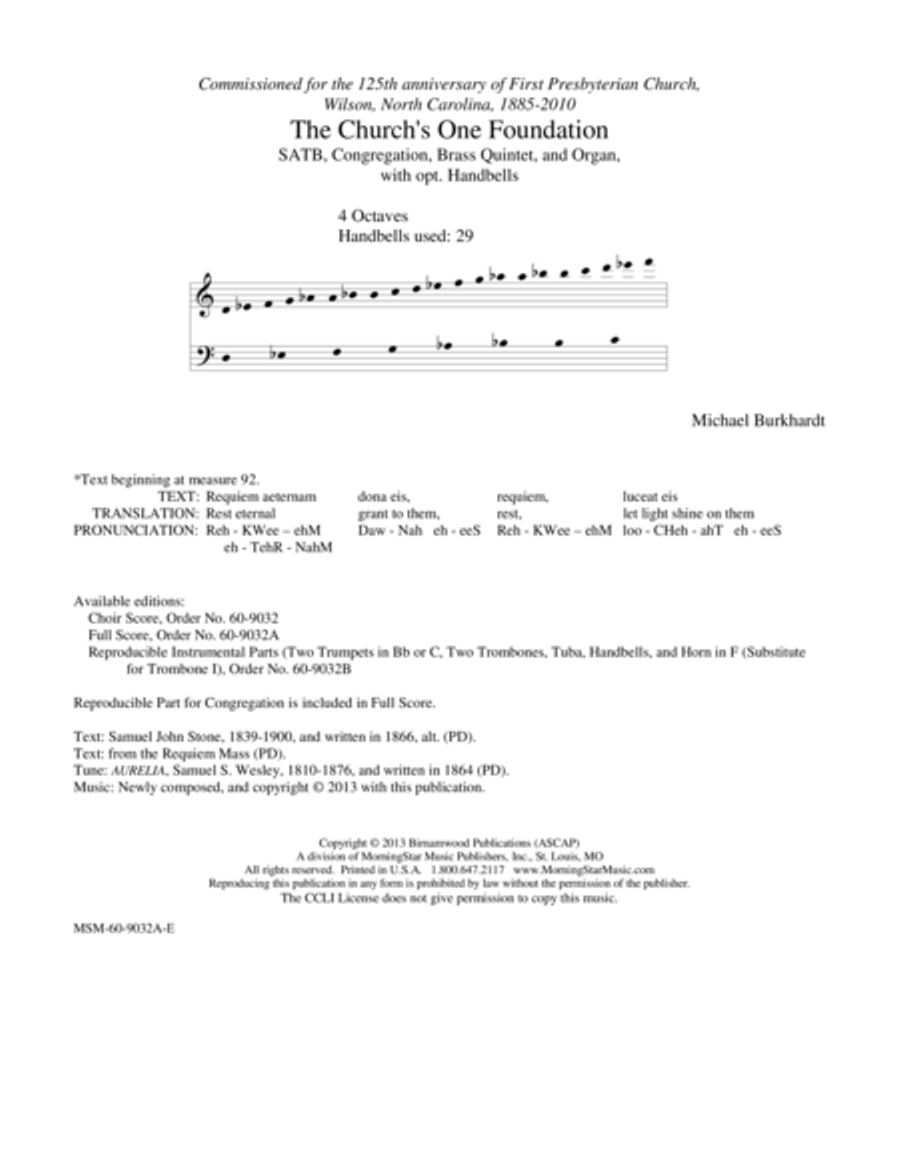 The Church's One Foundation (Downloadable Full Score)