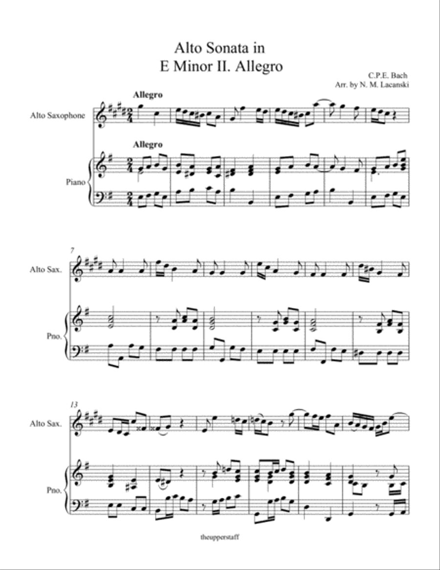 Alto Sonata in E Minor II. Allegro Alto Saxophone scores gallery preview page 2