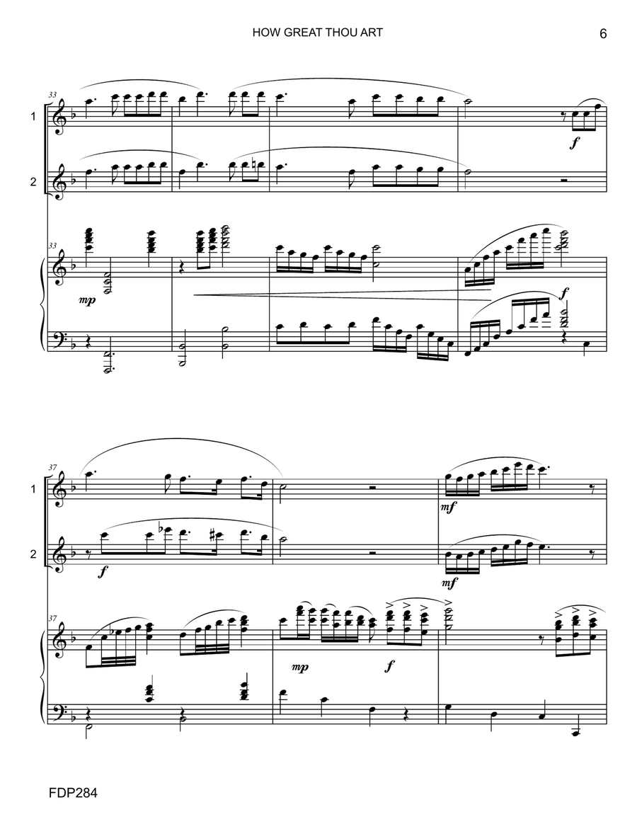 HOW GREAT THOU ART - FLUTE DUET with Piano Accompaniment Flute Duet scores gallery preview page 6