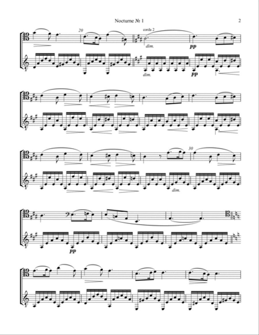 Nocturnes 1, 2 & 3 for cello and guitar String Duet scores gallery preview page 3