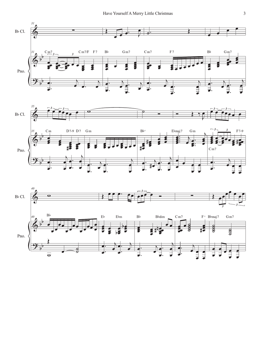 Have Yourself A Merry Little Christmas Clarinet Solo scores gallery preview page 3