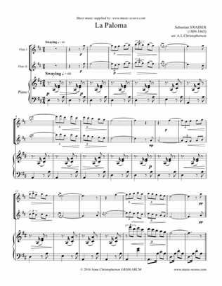La Paloma - 2 Flutes and Piano