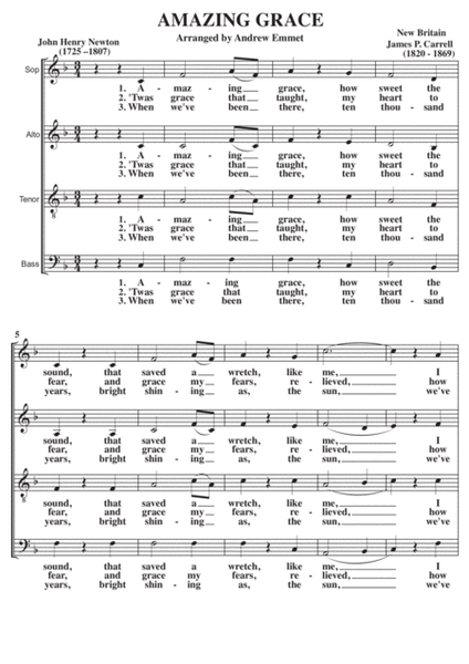 Amazing Grace A Cappella SATB image number null