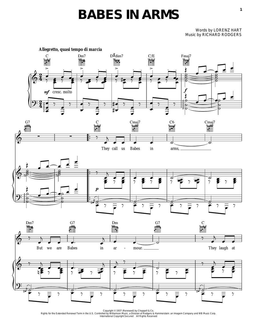 Babes In Arms Piano, Vocal, Guitar scores gallery preview page 1