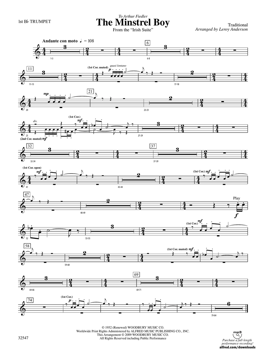 The Minstrel Boy (from the Irish Suite): 1st B-flat Trumpet