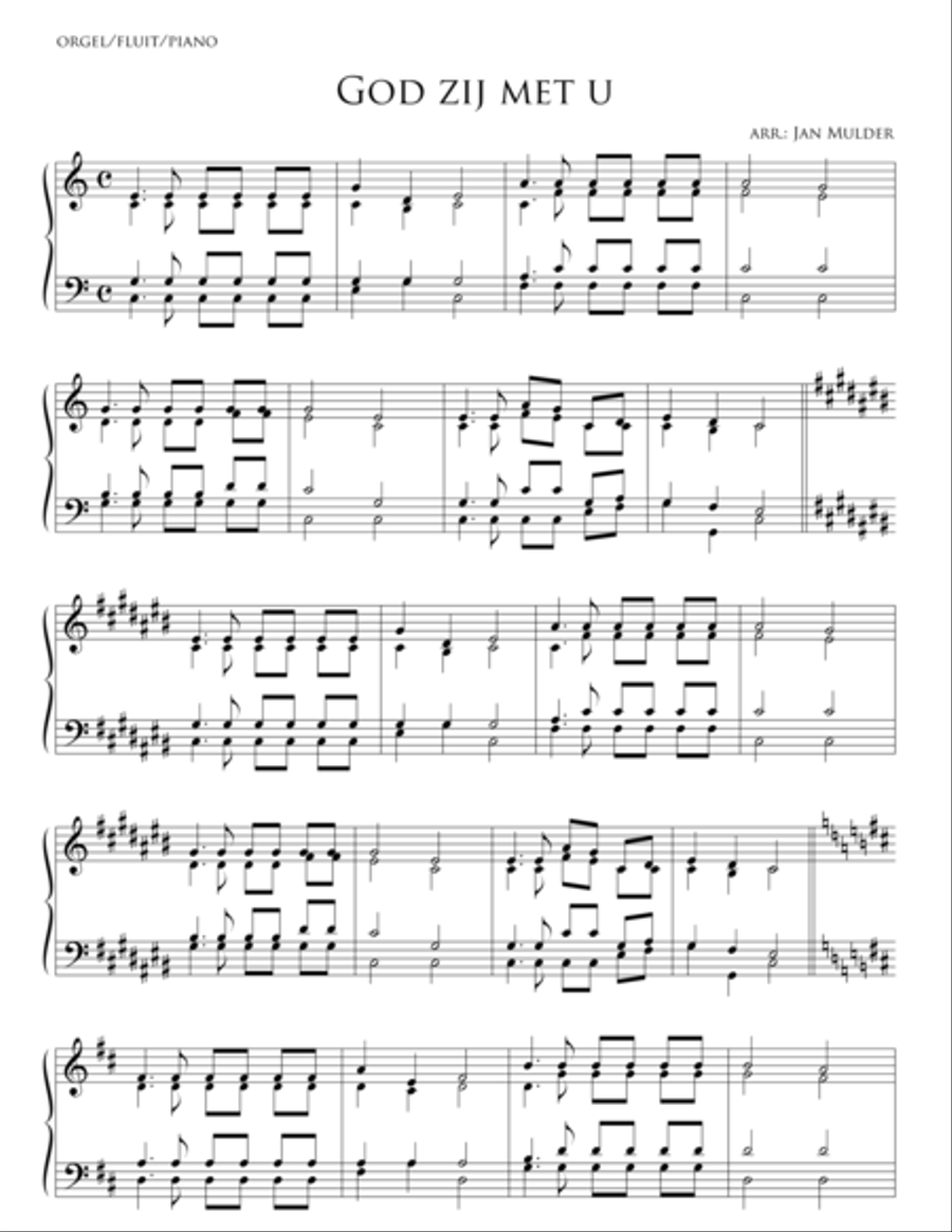 God Zij met U Flute Solo scores gallery preview page 1