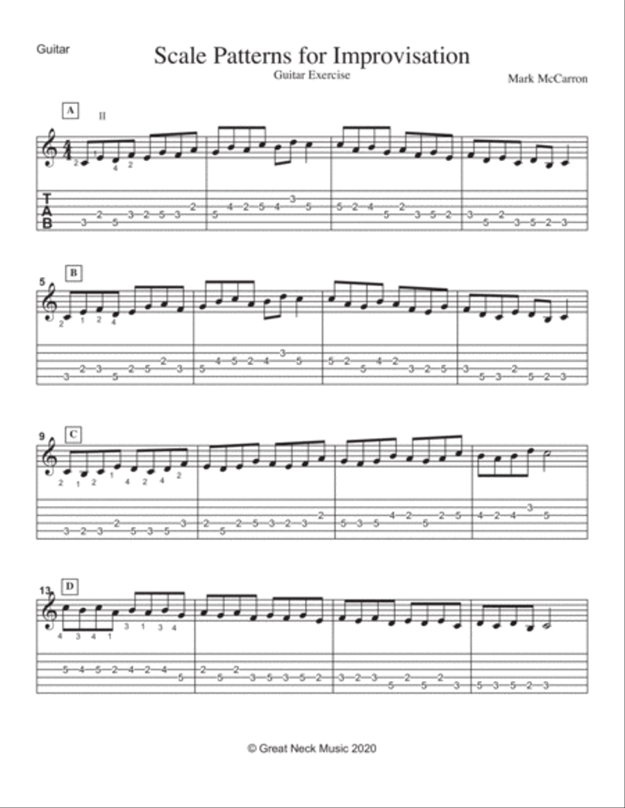 Scale Patterns for Improvisation Guitar Tablature scores gallery preview page 1