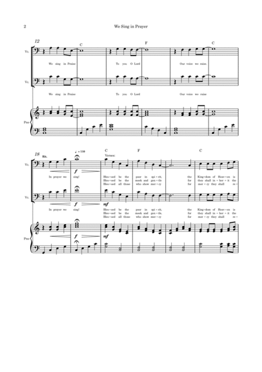We Sing in Prayer - Cello Duet/Trio and Piano image number null