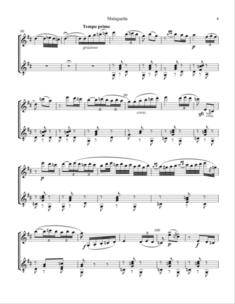 4 Spanish Dances by Sarasate for violin and guitar String Duet scores gallery preview page 5