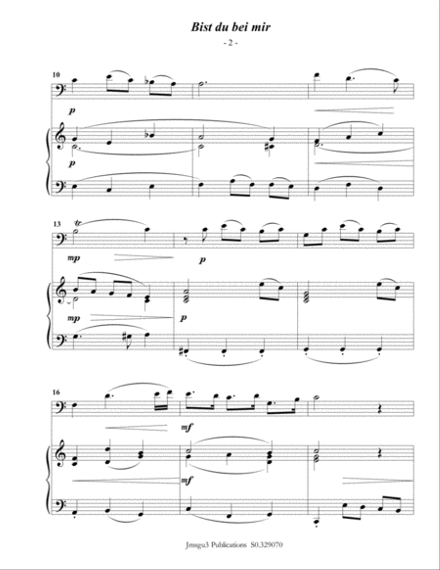 Bach: Bist du bei mir BWV 508 for Euphonium & Piano Euphonium scores gallery preview page 3