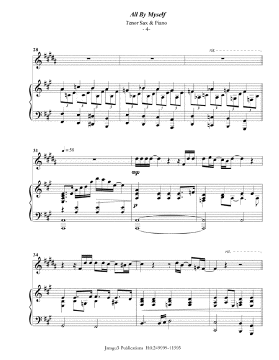 All By Myself Tenor Recorder scores gallery preview page 4