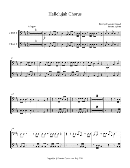 Hallelujah Chorus (bass C instrument duet, parts only) image number null