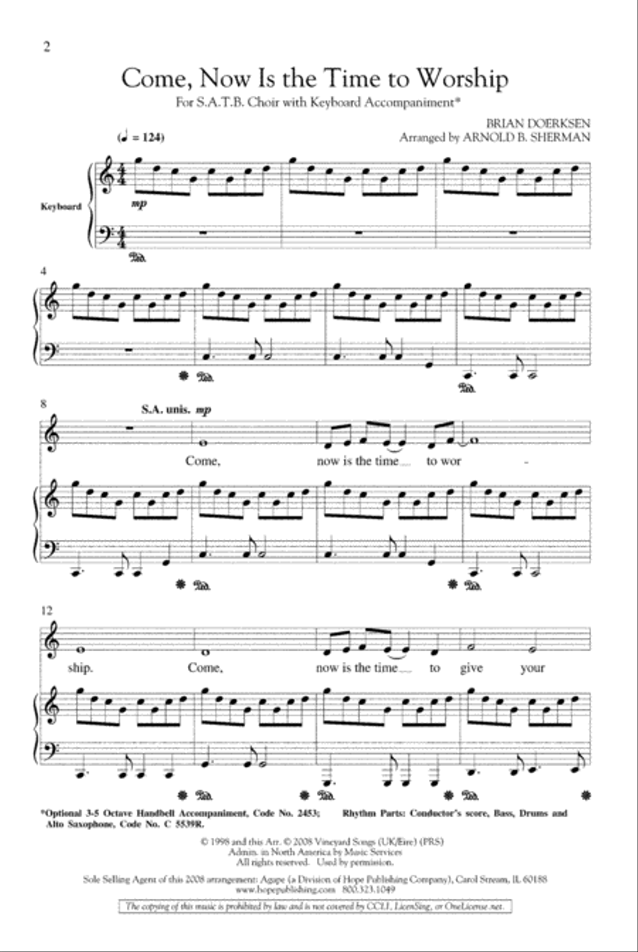 Come, Now Is the Time to Worship 4-Part scores gallery preview page 2