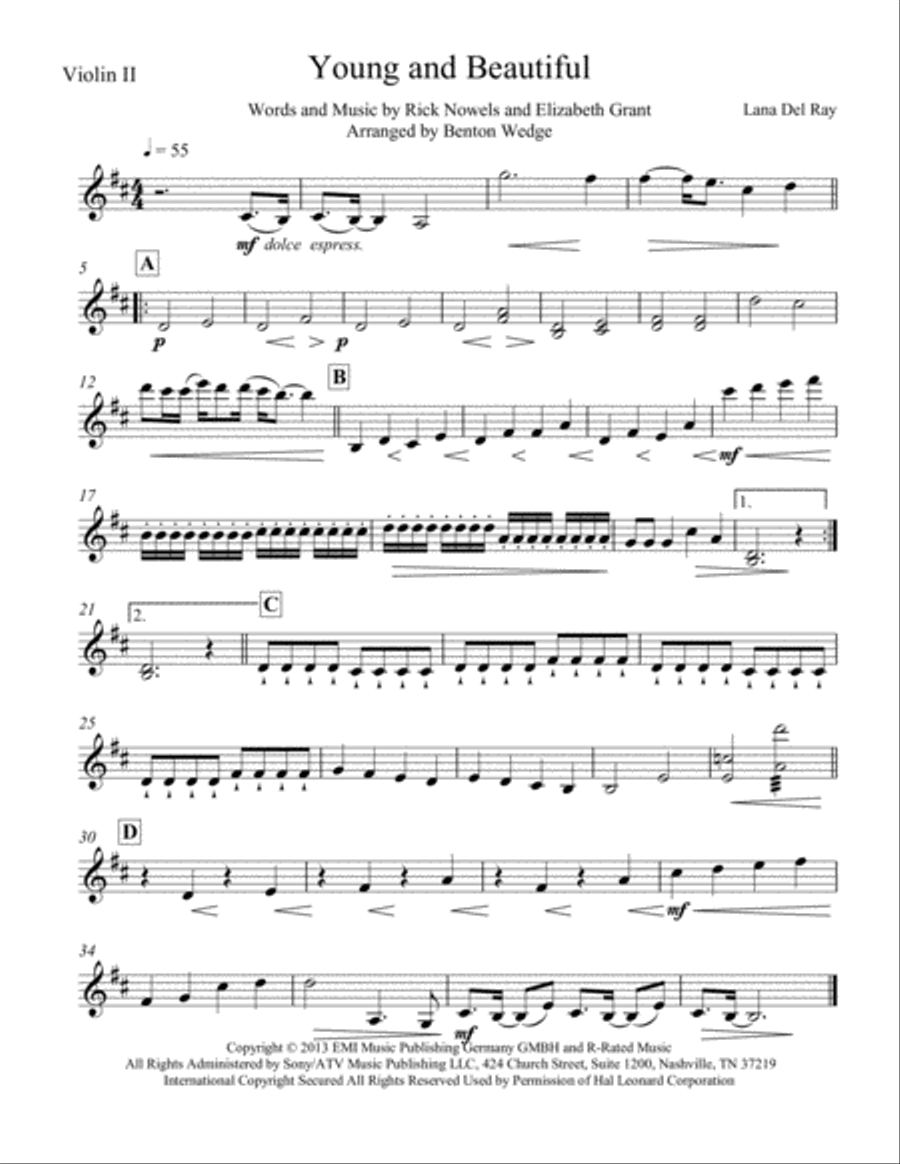 Young And Beautiful String Quartet scores gallery preview page 2