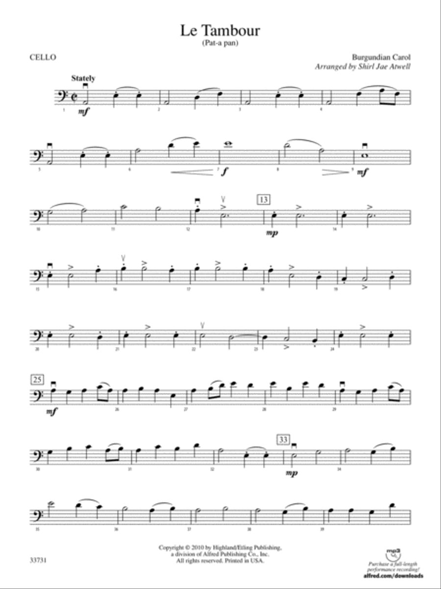 Le Tambour (Pat-a-Pan): Cello String Orchestra scores gallery preview page 1
