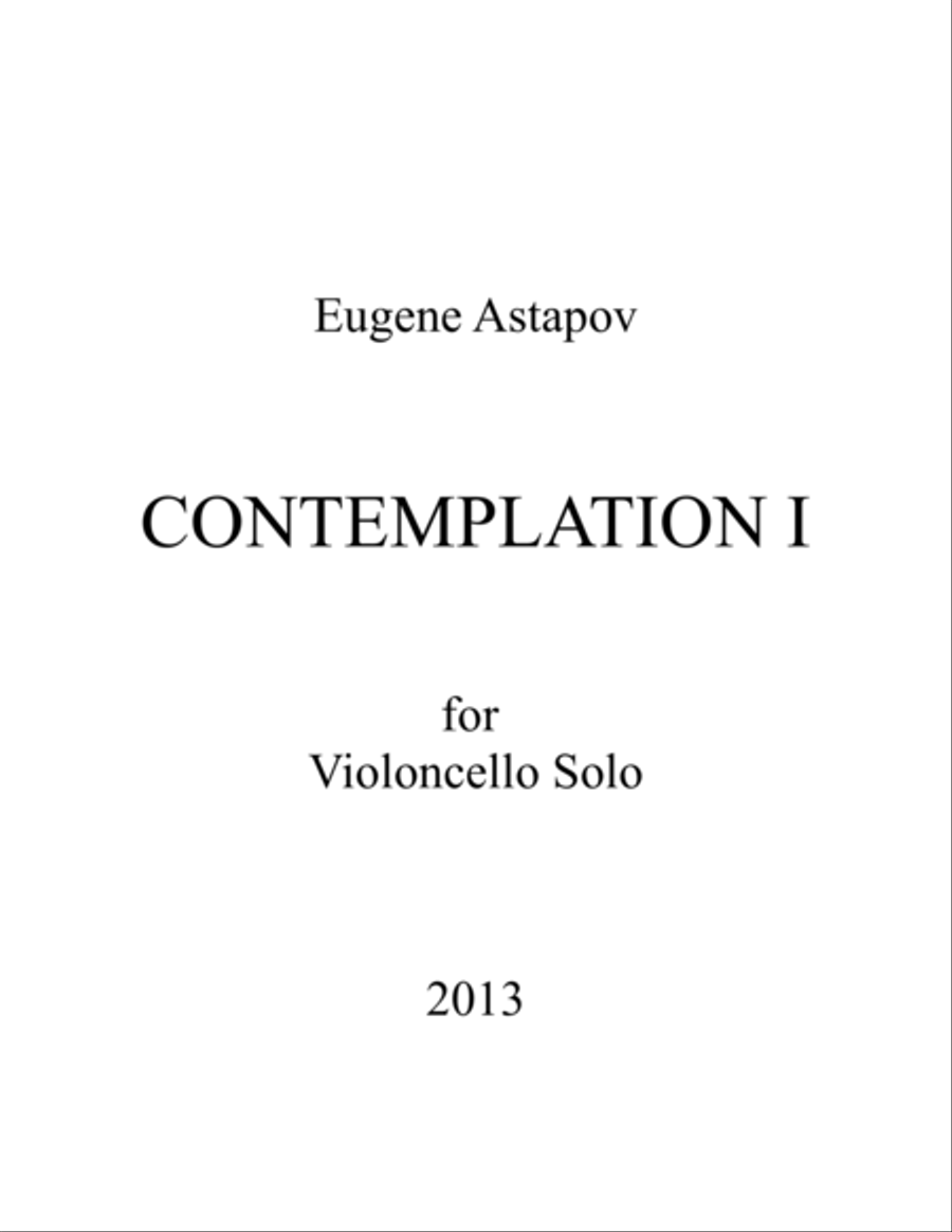 Contemplation I for violoncello solo Cello Solo scores gallery preview page 1