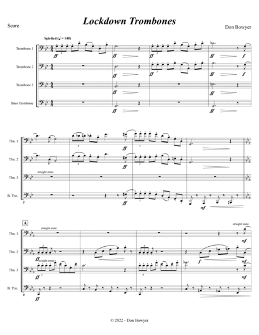 Lockdown Trombones (Trombone Quartet) Trombone Quartet scores gallery preview page 2