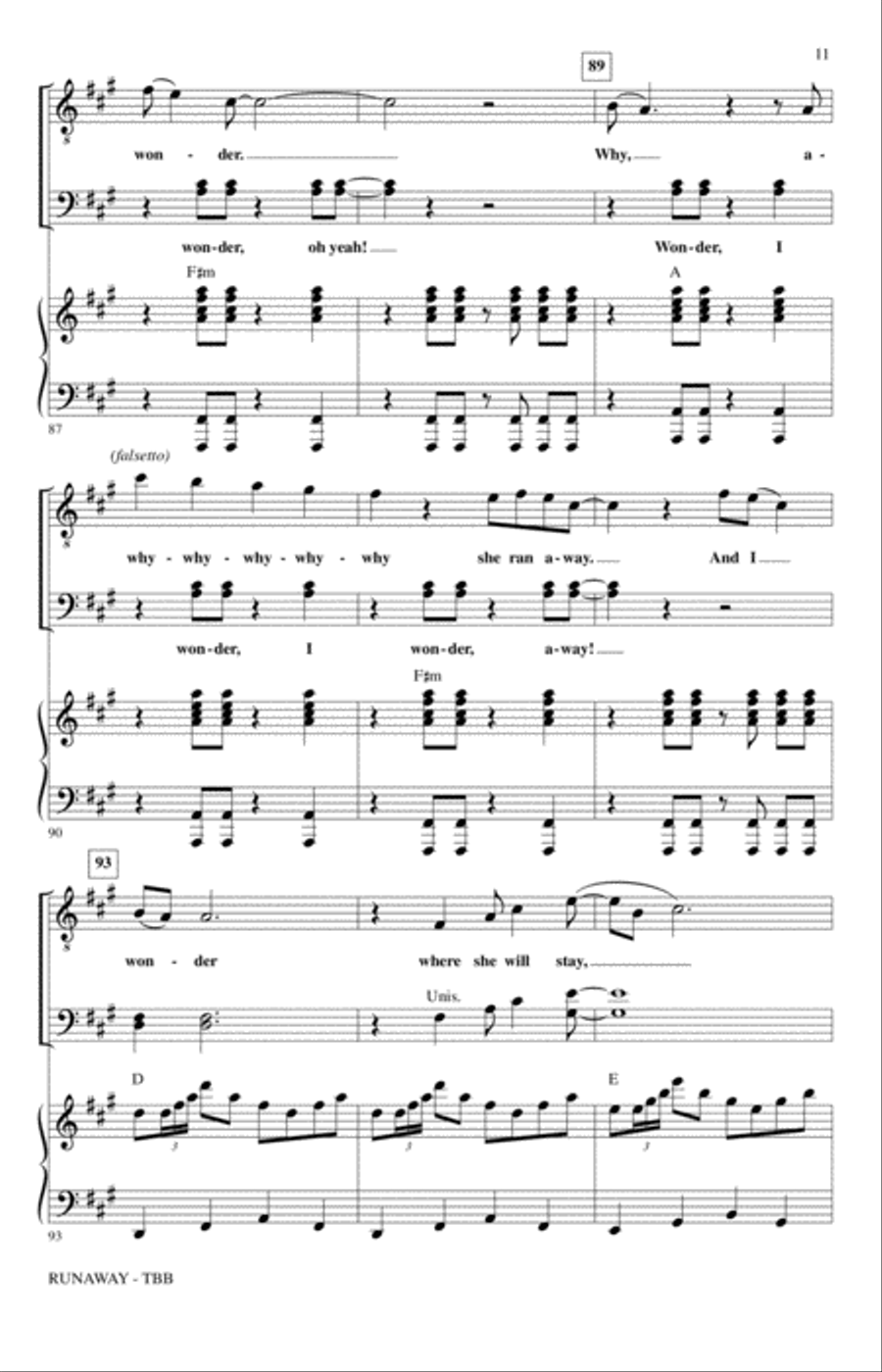 Runaway (arr. Alan Billingsley) 3-Part scores gallery preview page 10