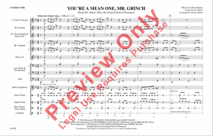 You're a Mean One, Mr. Grinch Marching Band scores gallery preview page 2