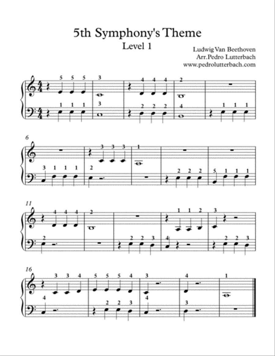 5th Symphony's Theme Easy Piano scores gallery preview page 1