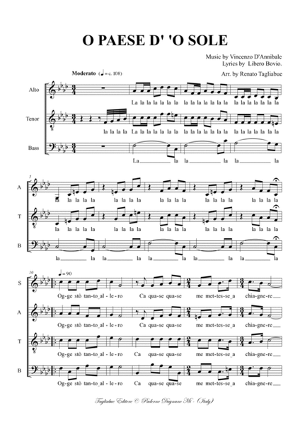O PAESE D' 'O SOLE - Neapolitan folk song - For SATB Choir image number null
