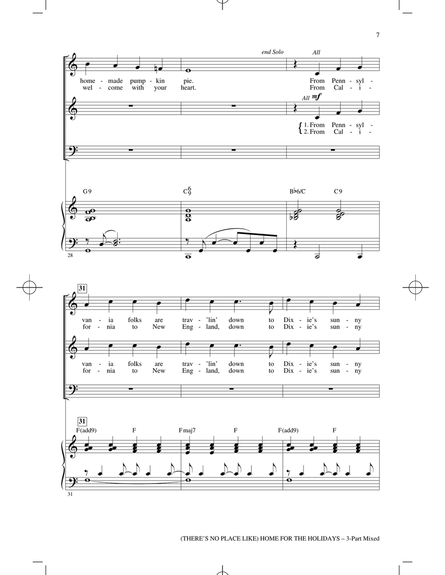 (There's No Place Like) Home For The Holidays (arr. Roger Emerson) 3-Part scores gallery preview page 5