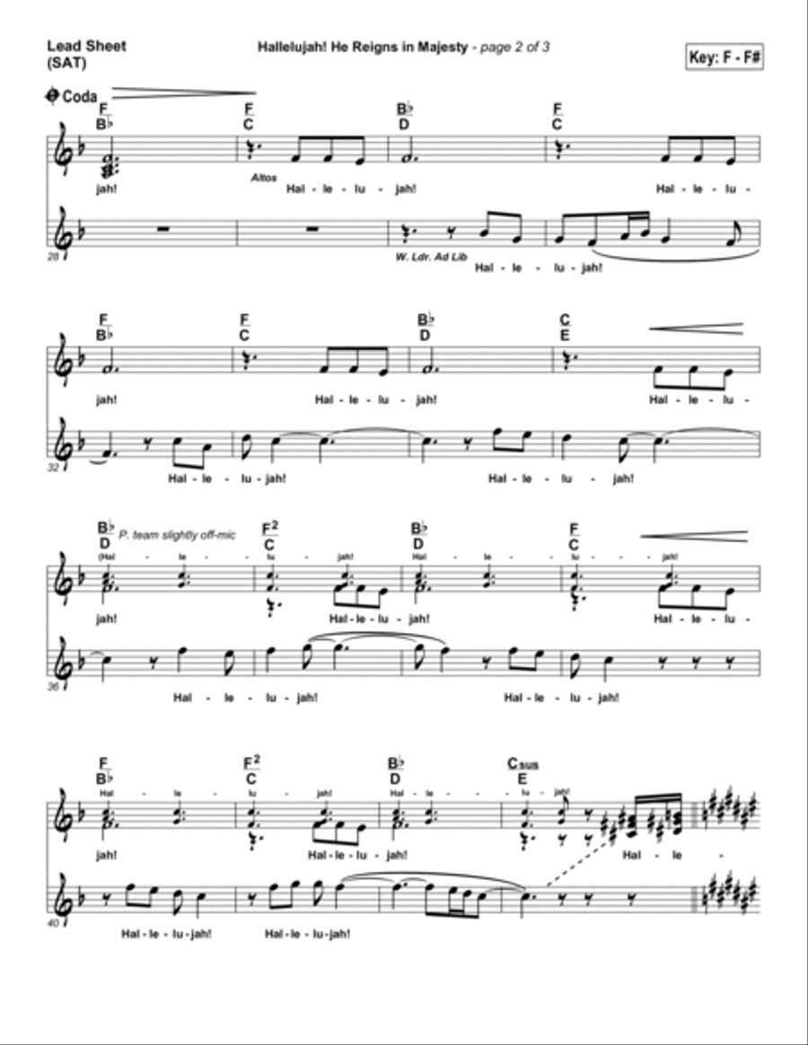 Hallelujah! He Reigns in Majesty Piano scores gallery preview page 2
