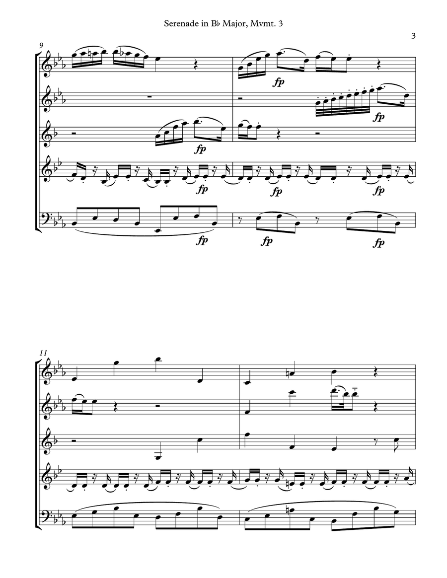 Adagio from Serenade in Bb Major, K.361 (Gran Partita) arranged for Wind Quintet Woodwind Quintet scores gallery preview page 3