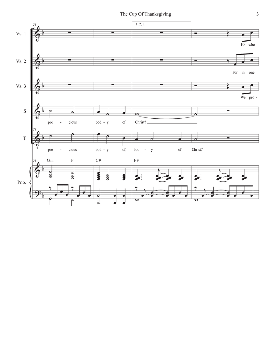 The Cup Of Thanksgiving (Duet for Soprano and Tenor solo) Tenor Voice scores gallery preview page 3