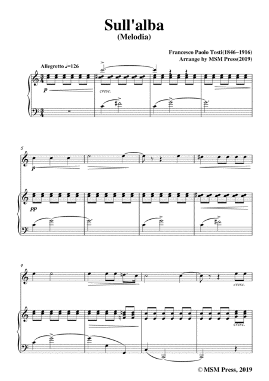Tosti-Sull'alba, for Violin and Piano Violin Solo scores gallery preview page 3