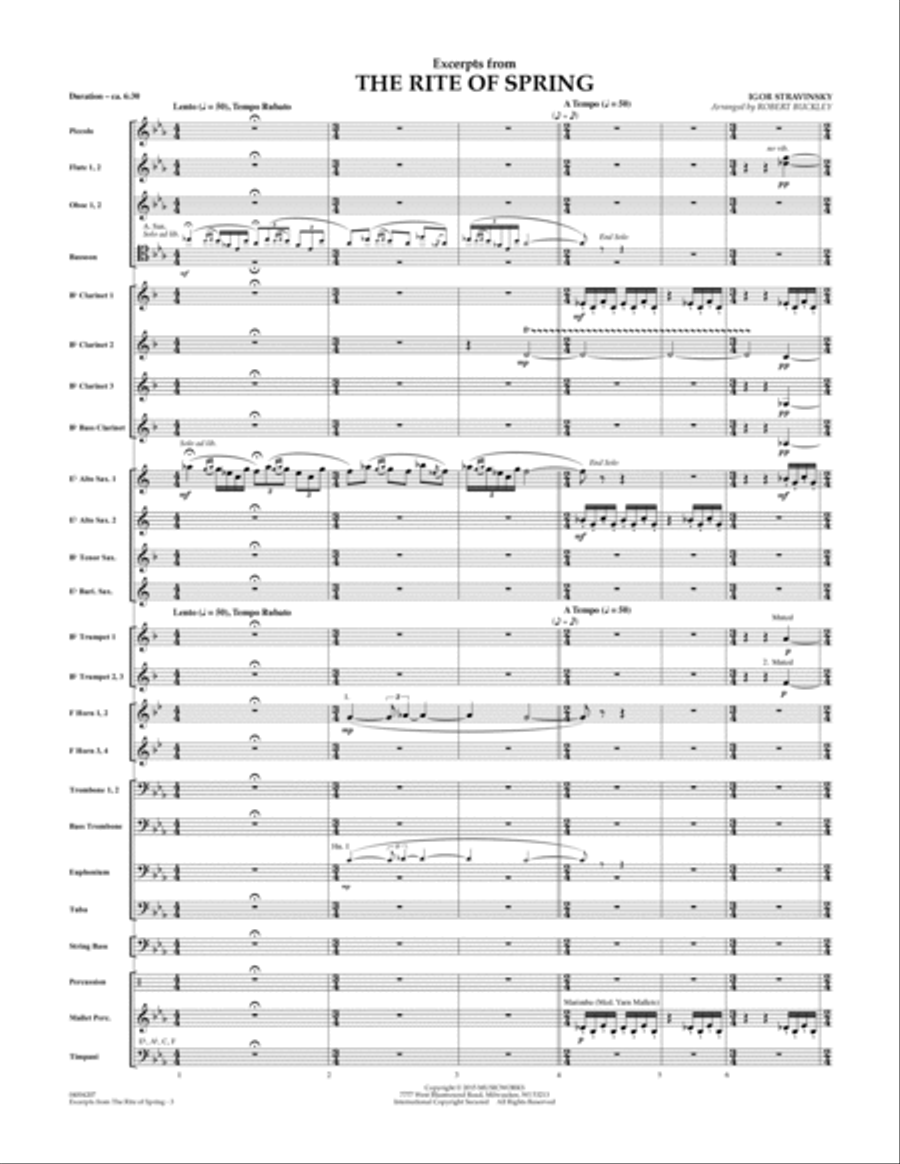 Excerpts from The Rite of Spring - Conductor Score (Full Score) Concert Band scores gallery preview page 3