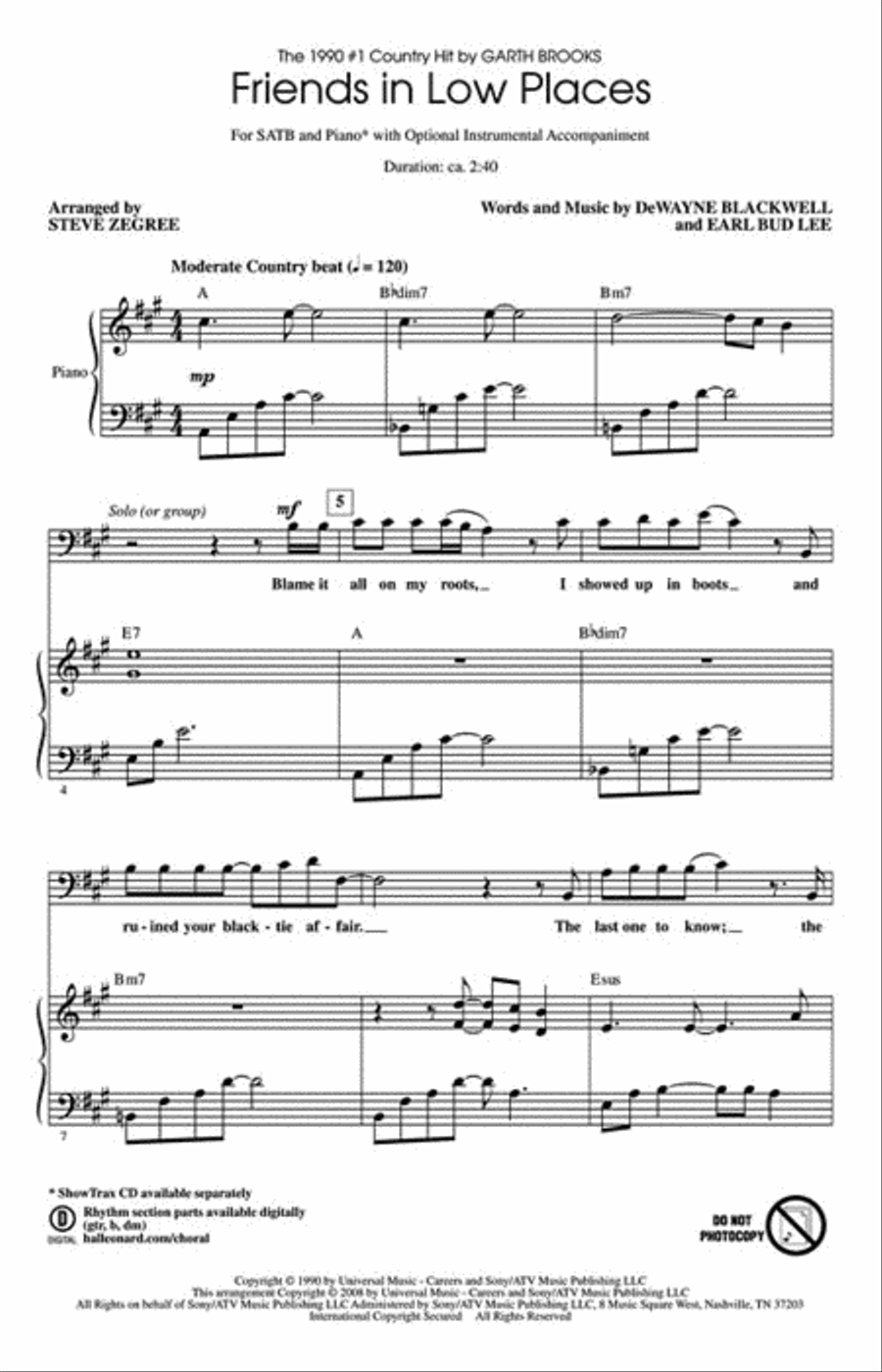 Friends in Low Places 4-Part scores gallery preview page 2