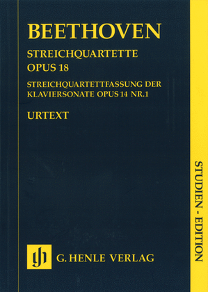 Book cover for String Quartets and String Quartet-Version of the Piano Sonata op. 18/1-6 und op. 14/1
