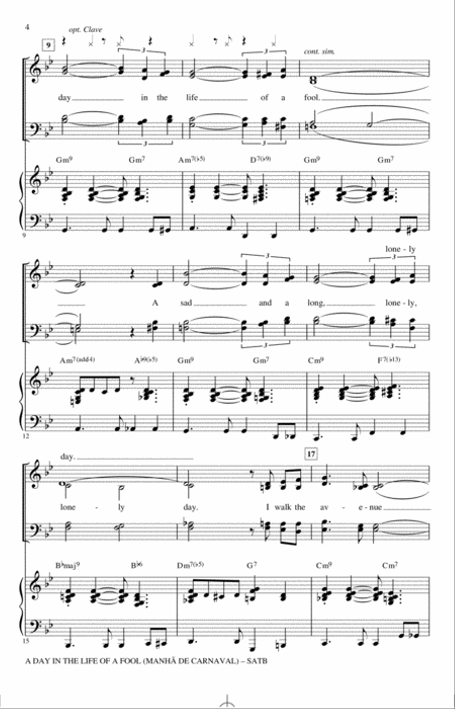 A Day In The Life Of A Fool (Manha De Carnaval) (arr. Kirby Shaw) 4-Part scores gallery preview page 2