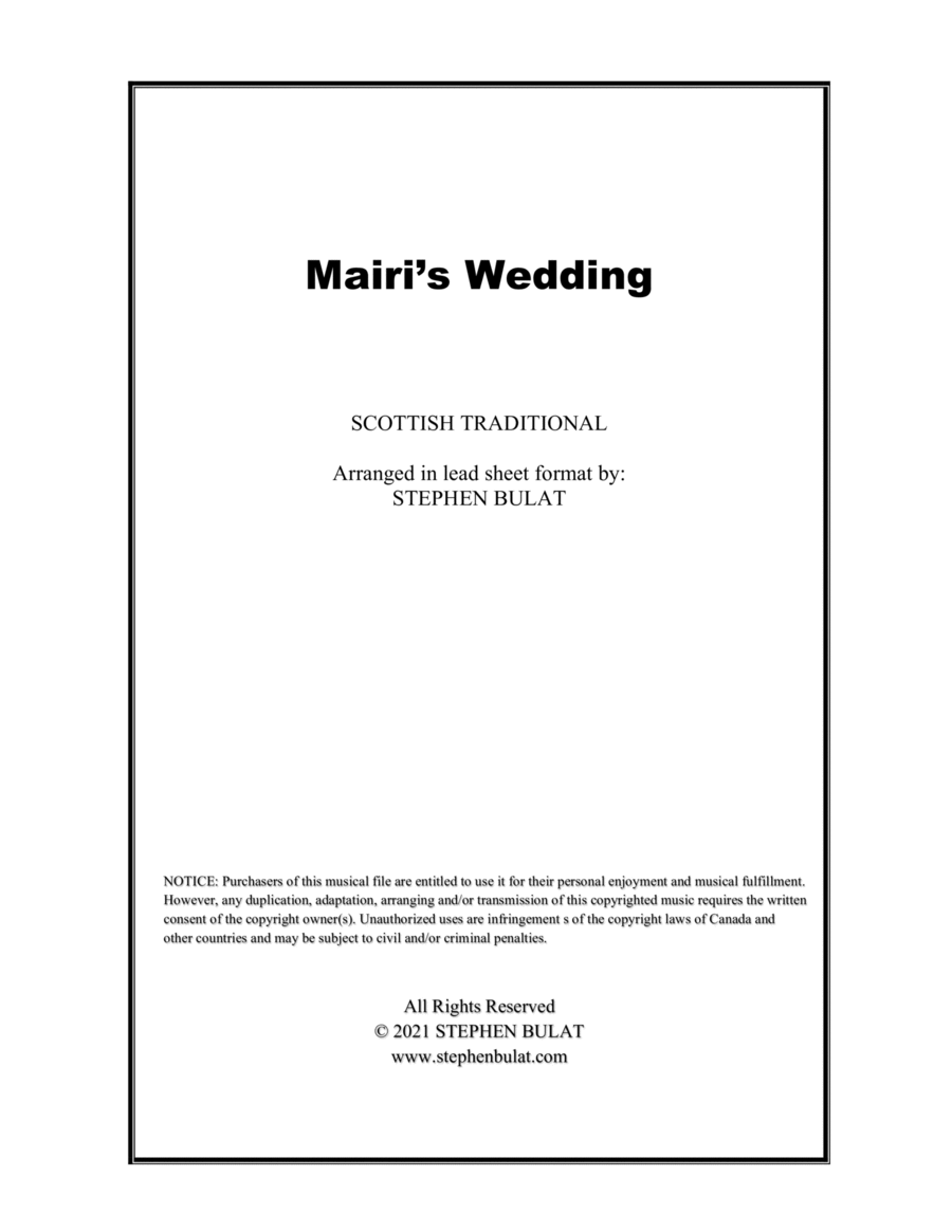 Mairi's Wedding (Scottish Traditional) - Lead sheet (key of D)