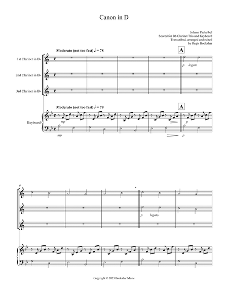 Canon in D (Pachelbel) (D) (Clarinet Trio, Keyboard)