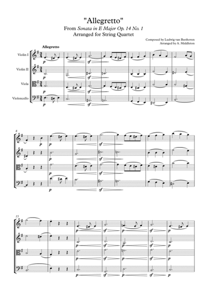 Allegretto arranged for String Quartet image number null