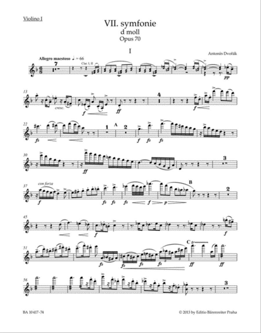 Symphony Nr. 7 D minor op. 70 Violin scores gallery preview page 1