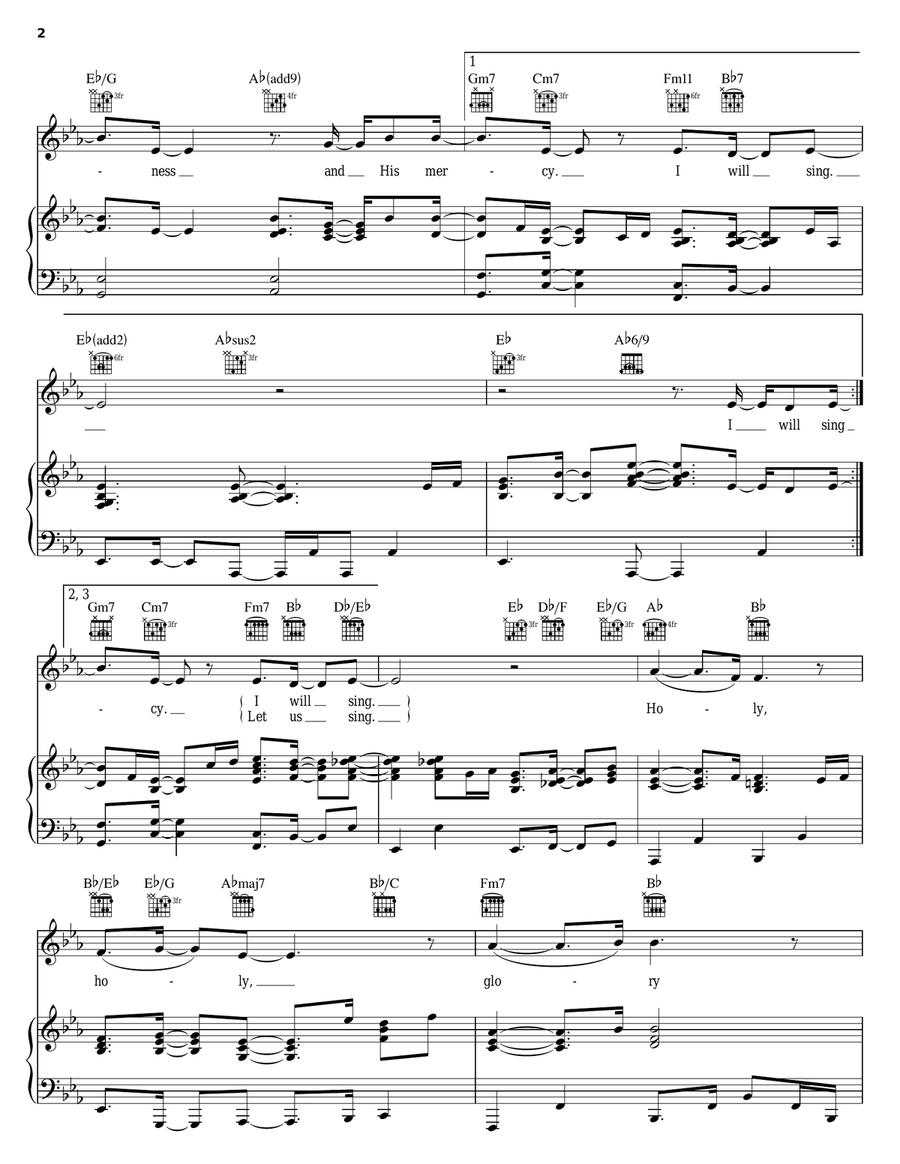 I Will Sing Piano, Vocal, Guitar scores gallery preview page 2