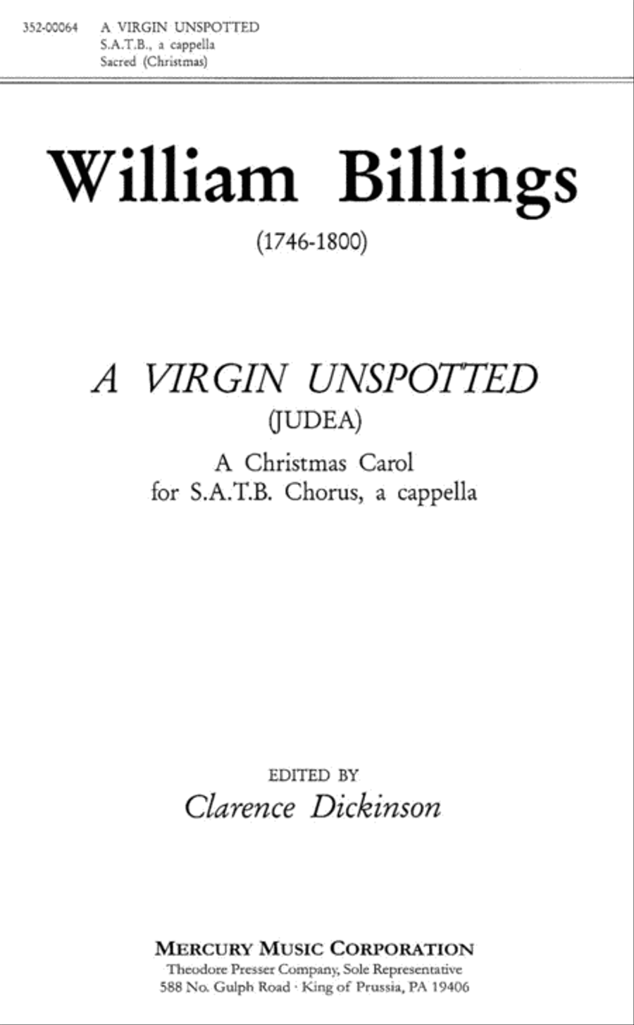 A Virgin Unspotted (Judea) 4-Part scores gallery preview page 1