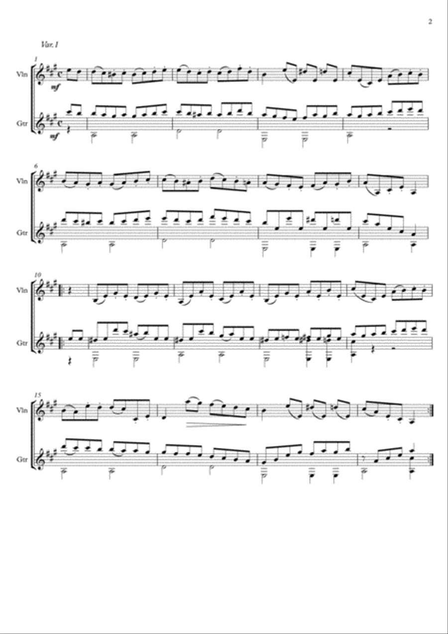 Violin Guitar duet by Mauro Giuliani String Duet scores gallery preview page 2