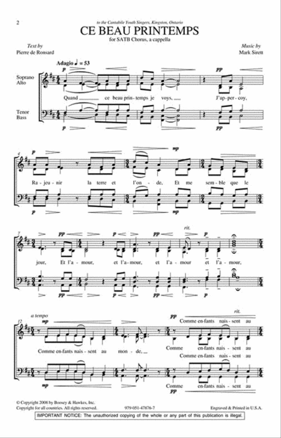 Ce beau printemps Ce beau printemps 4-Part scores gallery preview page 2