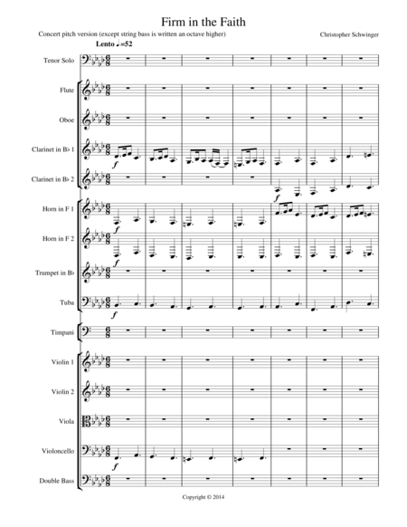 Firm in the Faith - for tenor solo and orchestra - Part 1 of 2 (piano version and individ. parts are