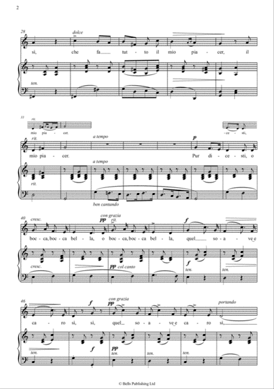 Pur dicesti, o bocca bella (C Major) Voice Solo scores gallery preview page 2