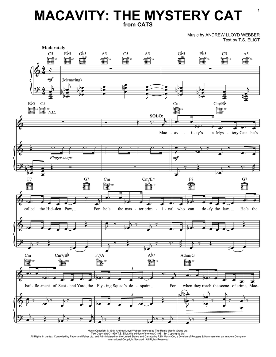 Macavity: The Mystery Cat (from Cats) Guitar scores gallery preview page 1
